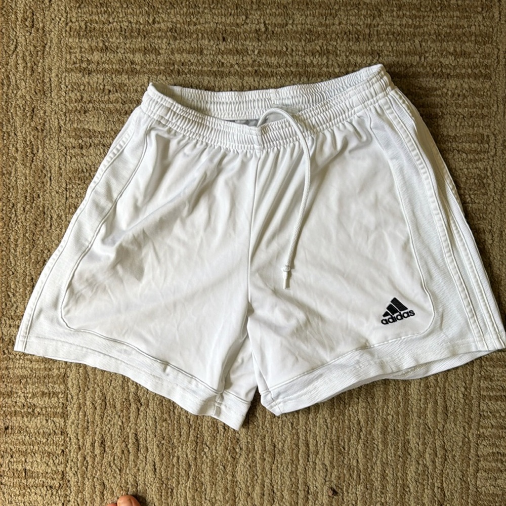 White adidas soccer shorts clima lite